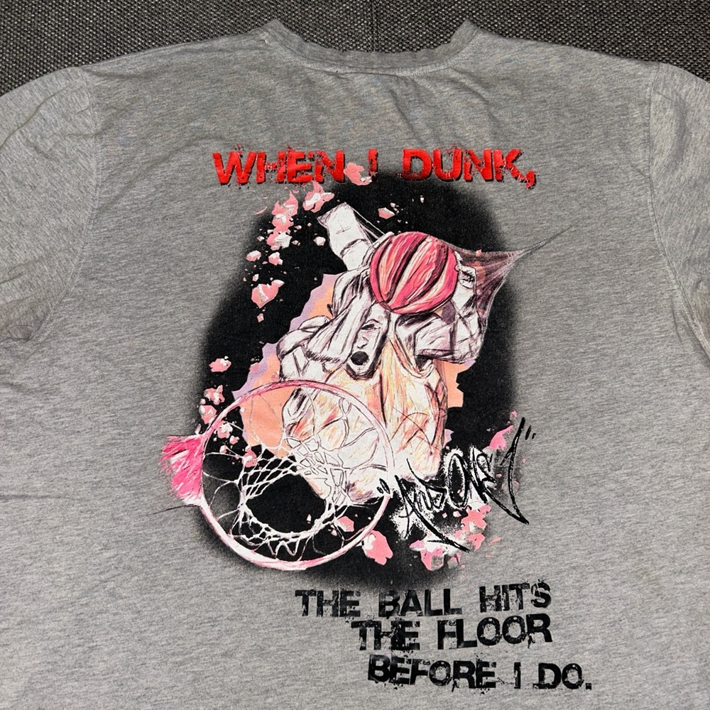 Vintage Y2K AND1 Gray Graphic T-Shirt with Basketball Design 2XL - Picture 2 of 4